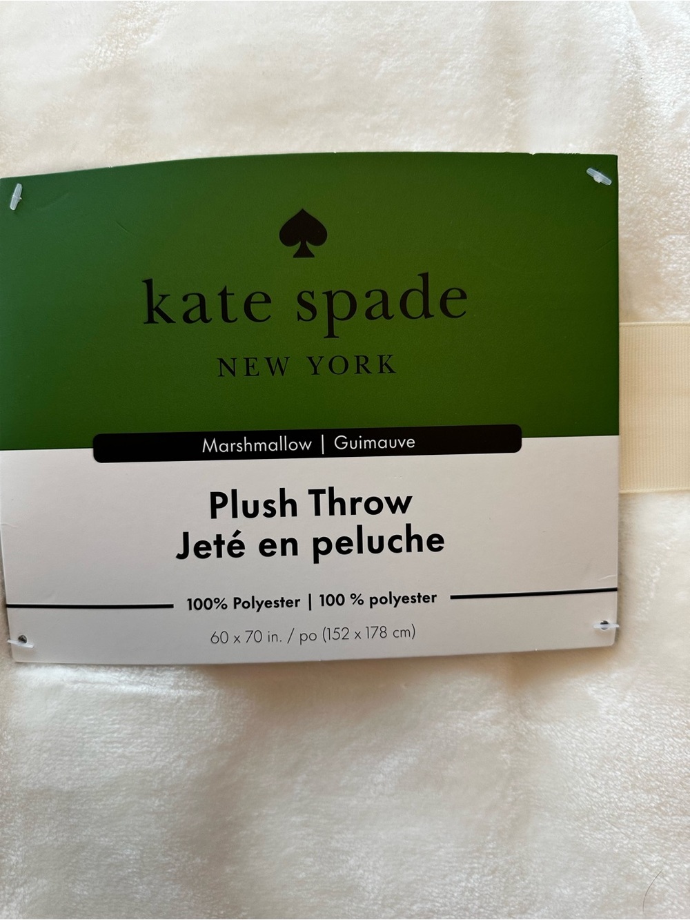 kate spade Cream Plush Throw Blanket